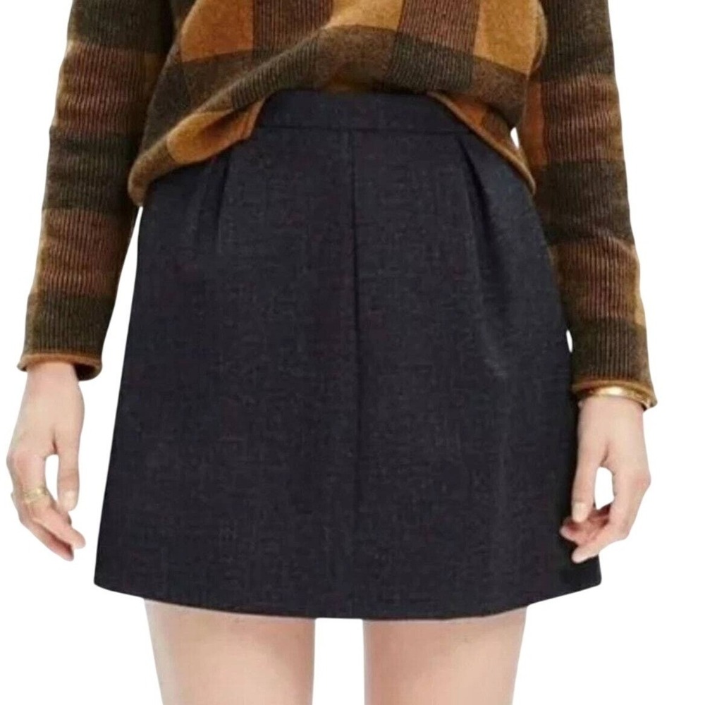 MADEWELL Pleated Jacquard Black Mini Skirt Lined With Pockets‎ EUC Size 4